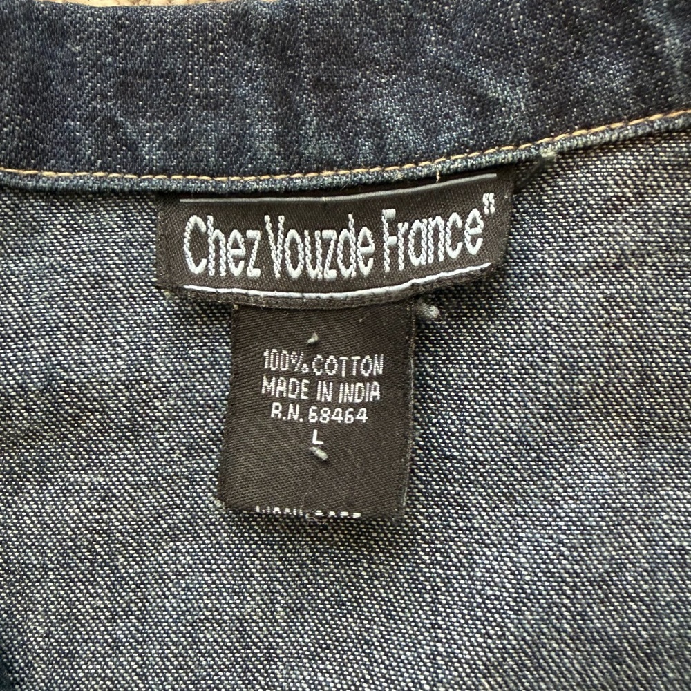 Vintage Style Studded Denim Jacket Chez Vouzde France Boho Western Large - Picture 8 of 12